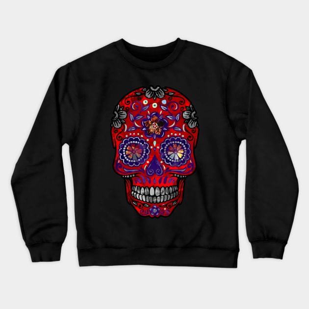 Funny Mexican Sugar Skull red Crewneck Sweatshirt by EDDArt